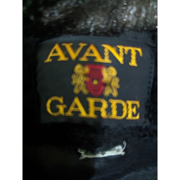 Vintage Avante garde double breasted pea coat faux fur collar black brown  M/L - Picture 7 of 10